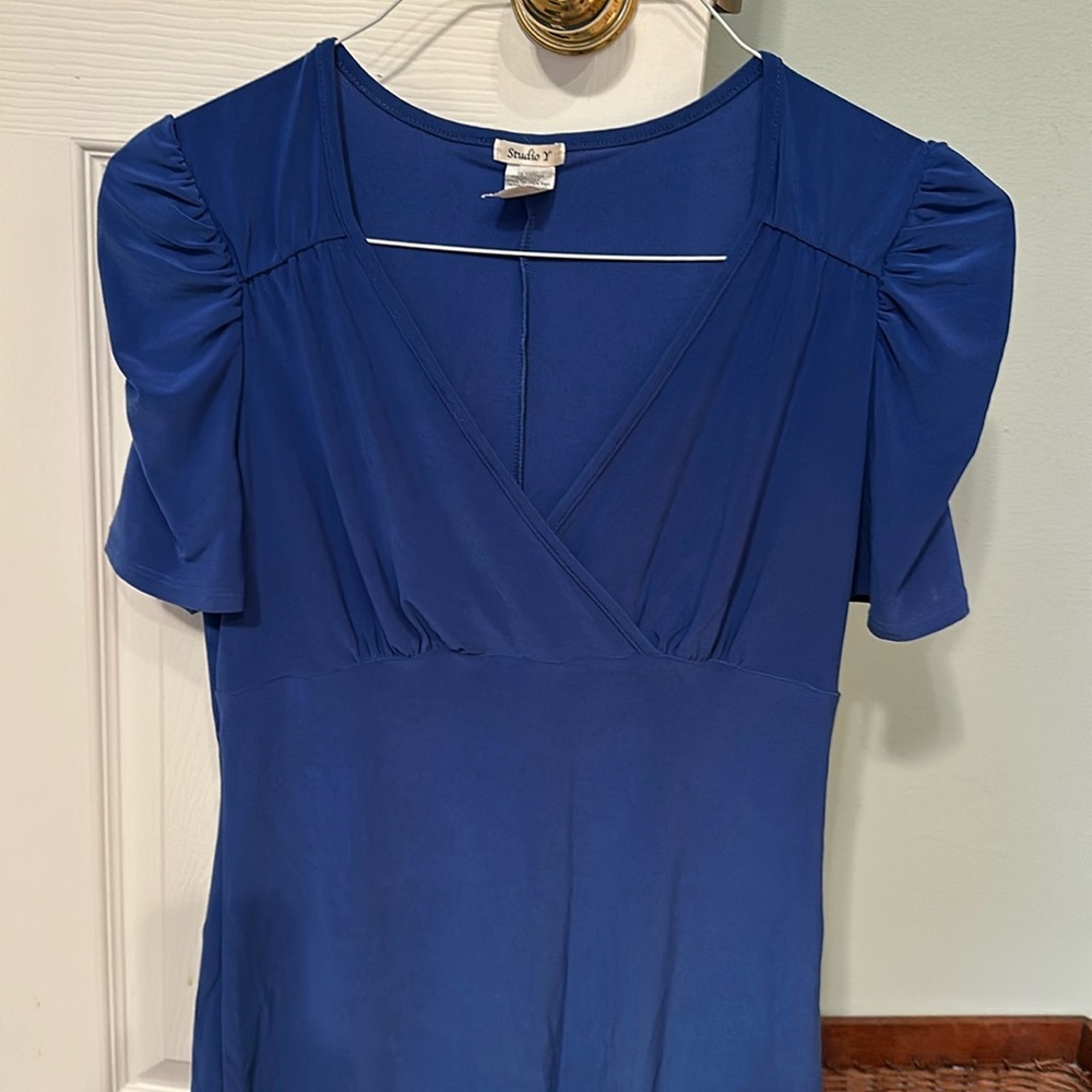 Royal blue short sleeve dress top